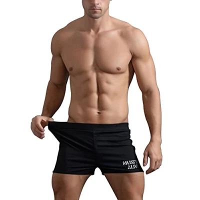 Imagen de Muscle Alive Hombres Gimnasio Culturismo Rutina de Ejercicio Men Pantalones Cortos Algodón Style A Negro+Azul+Gris, 3 Inseam Thin Fabric Without Pockets L