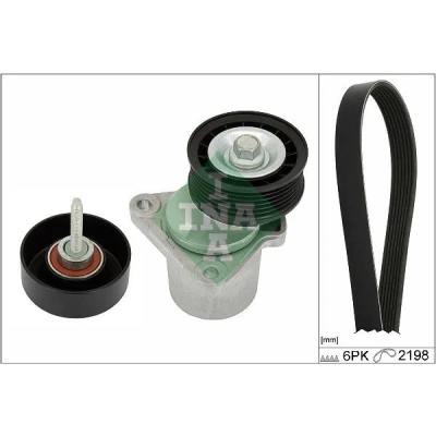 Imagen de INA 529 0397 10 Juego de correas trapeciales poli V Revisar/sustituir poleas libres del alternador FORD: Transit Mk6 Furgón