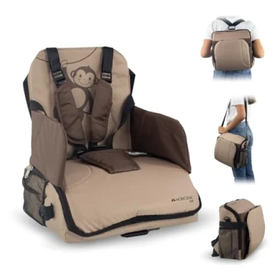Imagen de Mobiclinic ®, Trona portátil bebé, Monkey, de viaje, 6 a 36 meses, Hasta 15kg, Plegable, Arnés Ajustable 5 puntos, Con almacenamiento, portátil, Silla bebe, Color Beige