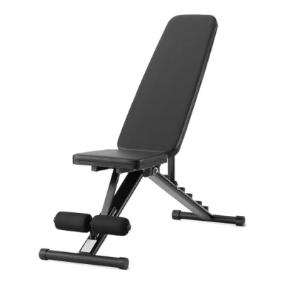 Imagen de Amazon Basics Prensa de banco pesas ajustable para entrenamiento, plegable, gimnasio en casa, Negro, 135 x 38 116 cm