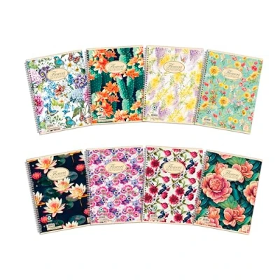 Imagen de Pigna 02182581R Cuaderno rayado Nature Flowers, espiral doble con agujeros y microperforaciones 5 unidades
