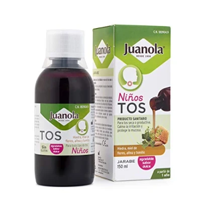 Imagen de JUANOLA tos Niños 150ml Indicado en caso de seca o productiva Producto sanitario con Hiedra, Miel flores, Altea y Tomillo. A partir 1 año.