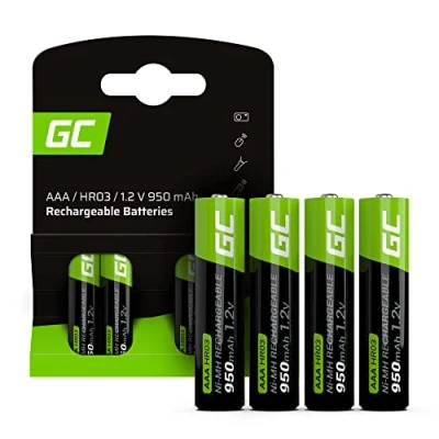 Imagen de GREEN CELL Baterías Recargables 950mAh 1.2V [Juego de 4 Piezas] Pilas AAA Ni MH Baja Autodescarga Precarga Alta Capacidad HR3, Recargable Precargadas