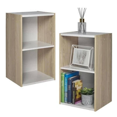 Imagen de Iris Ohyama Estantería Espacio Ahorrador de 2 Niveles Extra Ancho, Marrón Claro, Ajustable, Multiuso, Modular, para Sala, Oficina, Habitación, Organizadora, Librería, Montaje Fácil, UB 6035