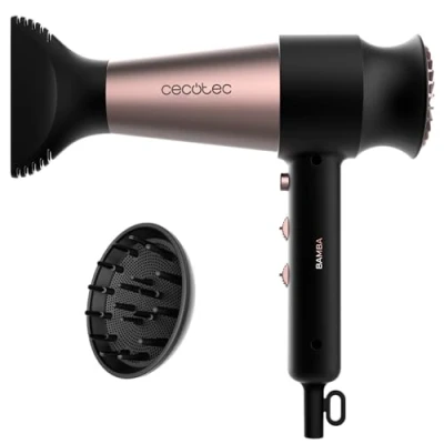 Imagen de Cecotec Secador de Pelo Bamba IoniCare RockStar Retro. 2000W, Motor Digital, 110000 rpm, Ligero y Silencioso, Tecnología Iones, Incluye Boquilla Concentradora Difusor