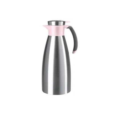 Imagen de Emsa Soft Grip N4120500 Jarra térmica (1,5 L, acero inoxidable, 12 horas de calor + 24 frío, a prueba fugas, mango antideslizante, color rojo vino