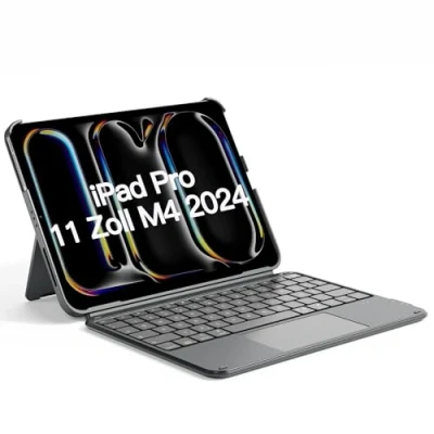 Imagen de Inateck Funda con Teclado para iPad Pro 11 2024, Ace Touch Ultraligero Desmontable, Touchpad, Soporte de Modo Retrato/Horizontal, QWERTZ, KB04122