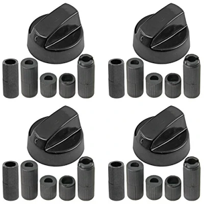 Imagen de Spares2go Pomos universales negros para todas las marcas y modelos de hornos cocinas (negro, paquete 4)