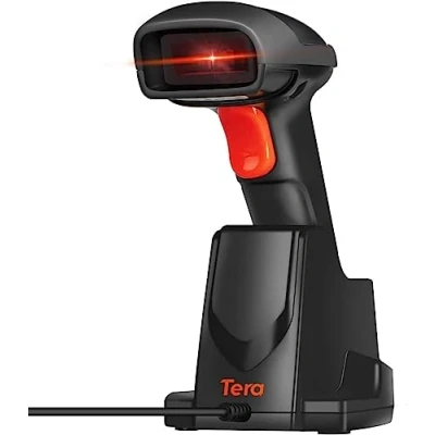 Imagen de Tera 1D Escáner de Códigos Barras Inalámbrico Lector Mano con Batería Recargable Receptor USB e Base Recargable, Modelo 6100 N