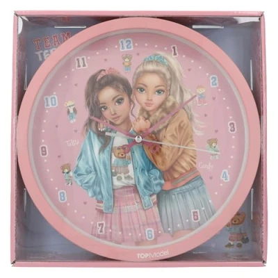 Imagen de Depesche 13228 TOPModel Team Teddy Pared en Rosa para niños, con Motivo de Modelo y Osito Peluche, Reloj silencioso, Pila incluida, Multicolor, One Size