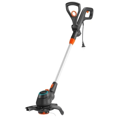 Imagen de GARDENA Elektro Trimmer ComfortCut 550/28: Rasentrimmer mit verstellbarem Griff, abwinkelbarem sowie schwenkbarem Trimmerkopf und ausklappbarem Pfalnzenschutzbügel, 280 mm Schnittkreis (9872 20)