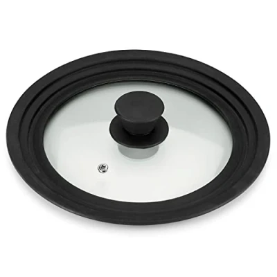 Imagen de ALZA ® Basic tapa multi medida universal, 20 22 24 cm, de cristal y silicona grado alimenticio antideslizante, compatible con sartenes, ollas, tartera, incluye orificio extracción vapor