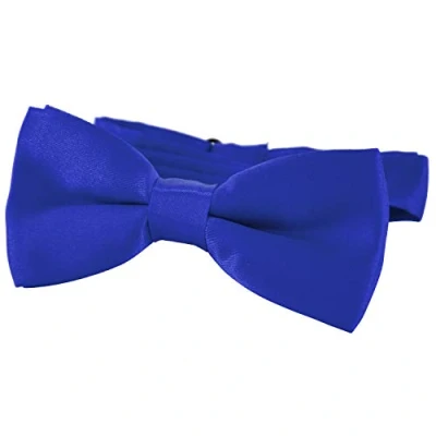 Imagen de DonDon pajarita noble para niños combinada y ajustable 9x 4,5 cm de color azul brillada con aire seda