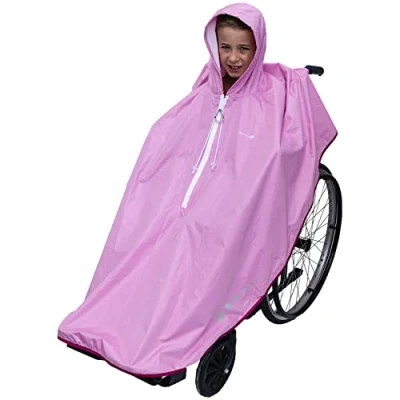 Imagen de GOTITA Poncho Impermeable para Silla de Ruedas niños Chubasquero niño Capa Lluvia Ruedas. diseño Italiano (Rosa)