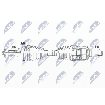 Imagen de NTY NPW VV 141 Árbol de Transmisión Eje trasero izquierda, trasero, derecha 592 automática VOLVO: V60 I