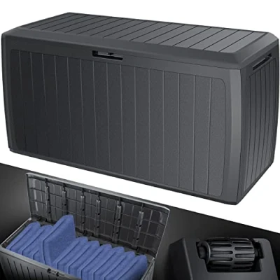 Imagen de KESSER® caja para cojines de 290 litros, con tapa, cerradura, Jardín, antracita