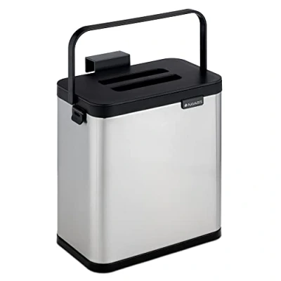 Imagen de Navaris Cubo de Basura Colgante con Tapa Papelera Acero Inoxidable 3 litros para Colgar en Mueble encimera Cocina Fregadero o Pared