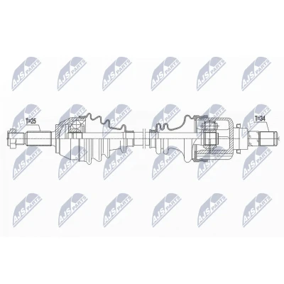 Imagen de NTY NPW FR 103 Árbol de transmisión Eje delantero, izquierda 565 77 FORD: FIESTA 6