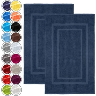 Imagen de NatureMark Alfombrillas de baño en Paquete 2 Unidades, 100% algodón, 50 x 80 cm, Ducha Doble, Color: Azul Marino