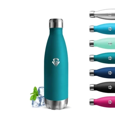 Imagen de Grsta Botella Agua Acero Inoxidable, 500ml Termica, A Prueba de Fugas, Cantimplora Aislamiento al Vacío, sin Bpa, Termo para la Escuela, Cafetería, Oficina, Viajar