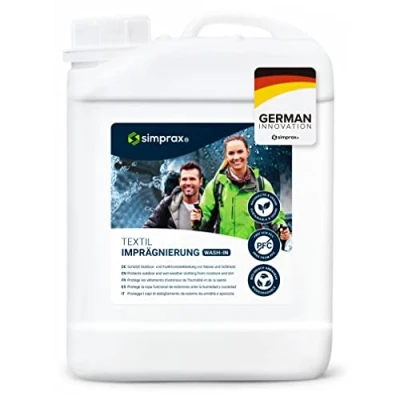 Imagen de simprax® Impermeabilizante por Lavado para Ropa y Tejidos ecológico con aclarado técnica/de Exterior como Gore Tex &amp; Sympatex en Lavadora o a Mano 2,5L