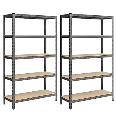 Imagen de SONGMICS Estantería Pesada de 5 Niveles, Acero, Montaje sin Tornillos, para Instrumentos, Garaje, Almacén, Trastero, Carga 750 kg, 60 x 120 200 cm, Gris GLR060G01