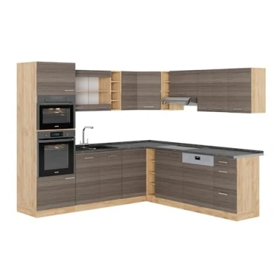 Imagen de Vicco Cocina esquinera &quot;R Line&quot;, Gris noble/roble dorado, 237 x 247 cm , ET Antracita