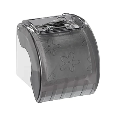 Imagen de Relaxdays Estante Portarrollos Baño, con Tapa y Balda, Soporte Papel Higiénico Cubierta, 15 x 13,5 cm, Gris Blanco