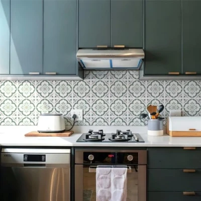 Imagen de Azulejos Adhesivos Cocina 20X20cm Sage Green Vinilos para Baños Losetas Vinilo Paredes Suelo Autoadhesivo