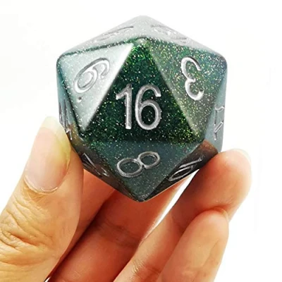 Imagen de Bescon Glitter Jumbo D20 38MM, Big Size 20 Sides Dice Turquoise Green, Faces Cube 1.5 Inch