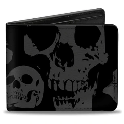 Imagen de Buckle Down Bifold Wallet Skulls Cartera Plegable, Multicolor, 4.0&quot; x 3.5 para Hombre