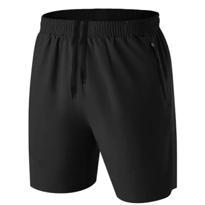 Imagen de Pantalones Cortos Hombre Running Transpirable Shorts Deportivos Secado Rápido Pantalón Correr con Bolsillo Cremallera(Negro,EU 4XL/US 3XL)