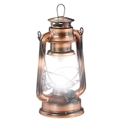 Imagen de Relaxdays Farol LED, Lámpara vintage decorativa, A pilas, Cobre