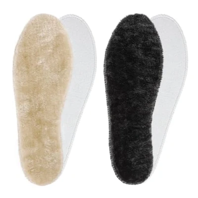 Imagen de riemot Plantillas de Piel Cordero Caliente, Unisex Adulto, Gris &amp; Beige, 40