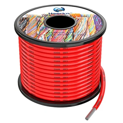 Imagen de 1.3mm² Cable Alambres eléctrico de silicona 16awg rojo 15 metros cobre estañado trenzado sin oxígeno Resistencia a altas temperaturas