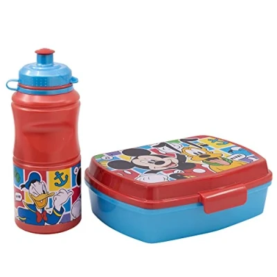 Imagen de Set de fiambrera rectangular y botella sport 380 ml Mickey Mouse