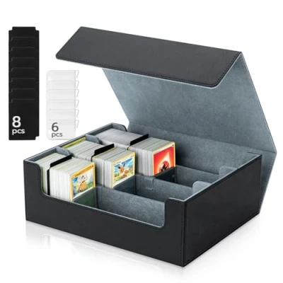 Imagen de Tolesum Caja de Cartas para MTG, Card Deck Box 1800+ con Compartimento, Magnetic Flip Cuero PU Magic Commander TCG Negro