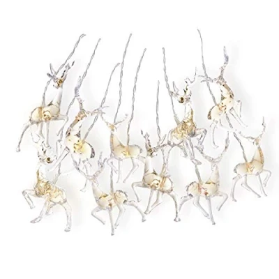 Imagen de DecoKing guirnalda de 10 luces LED ciervo, luz blanca cálida, estática, funciona con pilas, decorativa para jardín