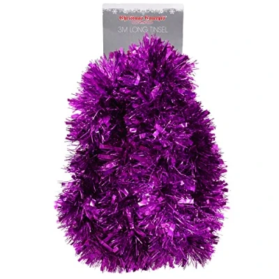 Imagen de Christmas Concepts® oropel de Navidad Grueso y Fino 3 m, decoración navideña (Morado)