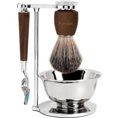 Imagen de Favali 4 en 1 Soporte de Afeitado Brocha,Soporte para Afeitadora y brocha afeitar Soporte, nailon, tazón acero inoxidable, manual (5 capas)
