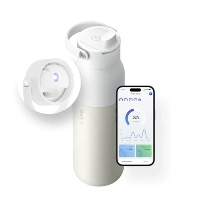 Imagen de LARQ Bottle PureVis 2 680ml Purificador UV auto limpiante + App de hidratación, Botella acero inoxidable aislada Reutilizable, Ideal para viajes, Garantía años, Granite White
