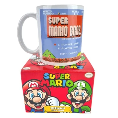 Imagen de Super Mario Retro Title Ceramic Mug Taza, diseño, Multicolor, 1 Unidad (Paquete de 1)