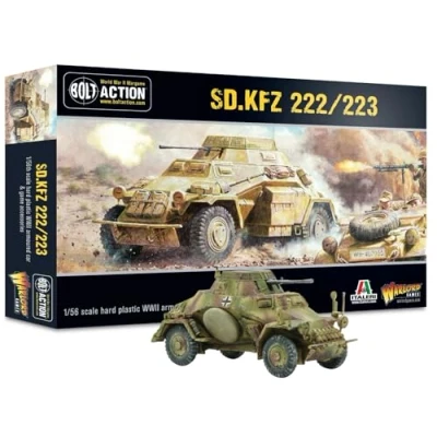 Imagen de Warlord Games Sd.Kfz 222/223 Coche blindado 1:56/28 mm Modelo de escala plástico para acción pernos Miniaturas altamente detalladas la Segunda guerra Mundial juegos mesa