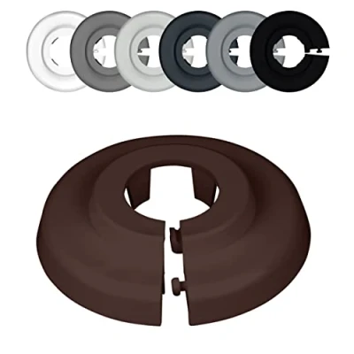 Imagen de FUX 2 Rosetas para tuberias de calefaccion radiator, 12mm 35mm, Blanco Gris Marron Negro, embellecedor, rosetones tubos, cubre tubos radiador (18mm, Marrón Nuez 8011)