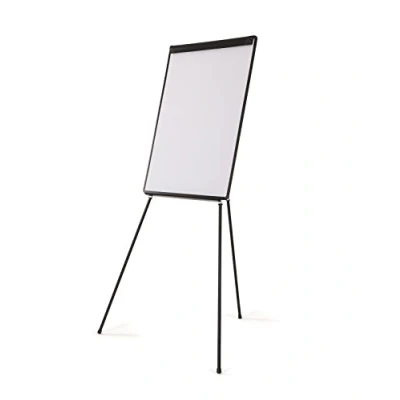 Imagen de Bi Office pizarra Blanca con caballete de trípode basic, euro 70 x 100 cm, rotafolios Marco Negro, bandeja y clip ajustable para bloques