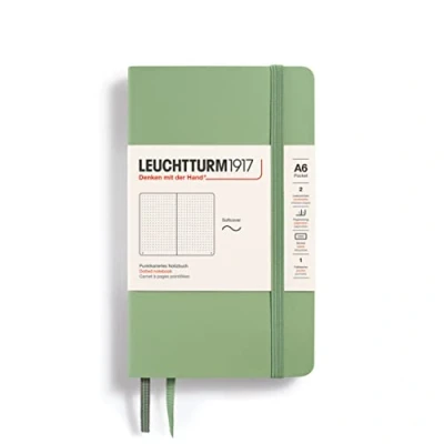 Imagen de LEUCHTTURM1917 363952 Libreta Pocket (A6) 90 x 150 mm, Tapa Blanda, 123 páginas numeradas, Sage, Puntos