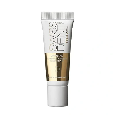 Imagen de SWISSDENT pasta de dientes cristalina, 10 ml tamaño viaje blanqueadora dientes, reconstruyendo, remineralizando y reduce la sensibilidad para blancos saludables radiantes