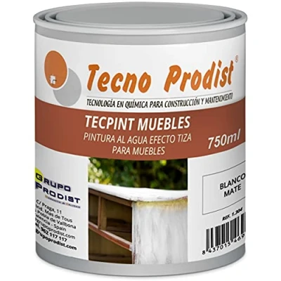 Imagen de TECPINT Muebles de Tecno Prodist 750 ml (Blanco Roto) Pintura a la Tiza Ideal para pintar al Agua Calidad Profesional Fácil aplicar