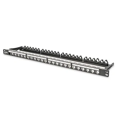 Imagen de DIGITUS Patch Panel Modular 24 puertos 0.5U 19&quot; Rack Para módulos Keystone RJ45 Apantallado Negro