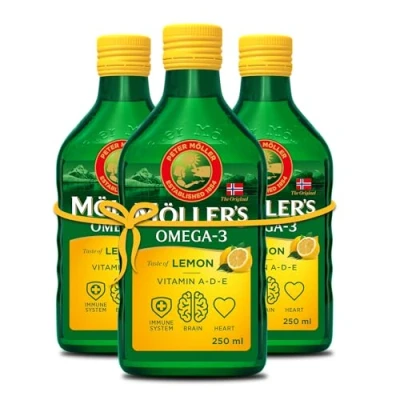 Imagen de Möller&#039;s Aceite de hígado bacalao Omega 3 Complemento alimenticio nórdico con EPA, DHA, vitamina A, D, E Premio Superior Taste Award natural alta pureza Marca